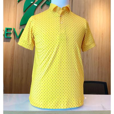 Áo golf nam ngắn tay Handee AM0802 Vàng in tròn xanh biển