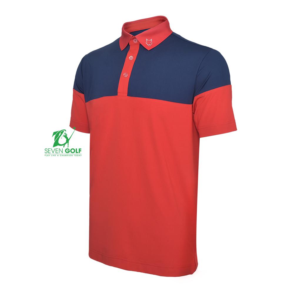 Áo golf nam ngắn tay Handee đỏ phối navy